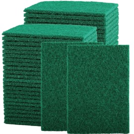 UHBYJM 50 Pcs Scouring Pads,Heavy Duty Scour Pads,Non Scratch Scouring Pads,Dish Scrubber Scrubber Pads,Reusable Green Scrub Pads for Household Dishes Kitchen Sink Scrubbers & Metal Grills,4x6in