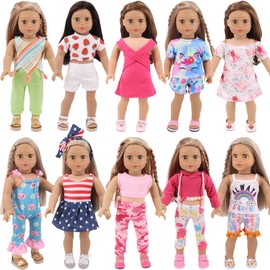 UNICORN ELEMENT 10 Sets American Doll Clothes and Accessories for 18 Inch Doll, Including 18 Inch Doll Clothing Outfits Dress Pajama Frocks