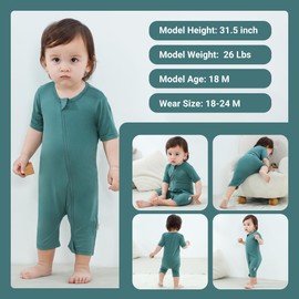 BETTERFUN Baby Boys Girls 2 Pack Romper Short Sleeve Summer Jumpsuits 3-6 Months, Green&Apricot
