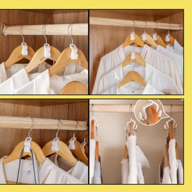 Pack of 50 Clothes Hangers Space Saving Clothes Hanger Connection Hooks Space Saving Hanger Hook Clips Clothes Hanger Hooks Connectors for Wardrobes Organiser - White