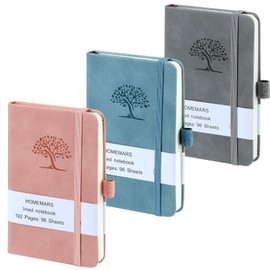 Notebook A6, 3 Piece Notebook Set, Small Notebook, 14.4 cm x 9.6 cm Notepad, Pink Blue Grey, 192 Pages, Notebook, Notepad A6, Journal, Travel Journal, Notebook Leather, Embossed Tree Design
