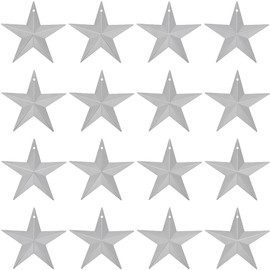 GORGECRAFT 30PCS 3.15 Inch Silver Galvanized Metal Star Primitive Large Metal Barn Stars Three Dimensional Christmas Tree Ornament for Hanging Wall Holiday Wreath Decor Crafts Project Handmade