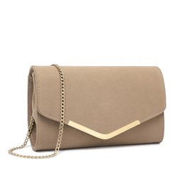 Miss Lulu Women's Envelope Clutch Elegant Evening Bag Bridal Bag Envelope Clutch Bag Handbag with Chain for Wedding Party Prom, beige