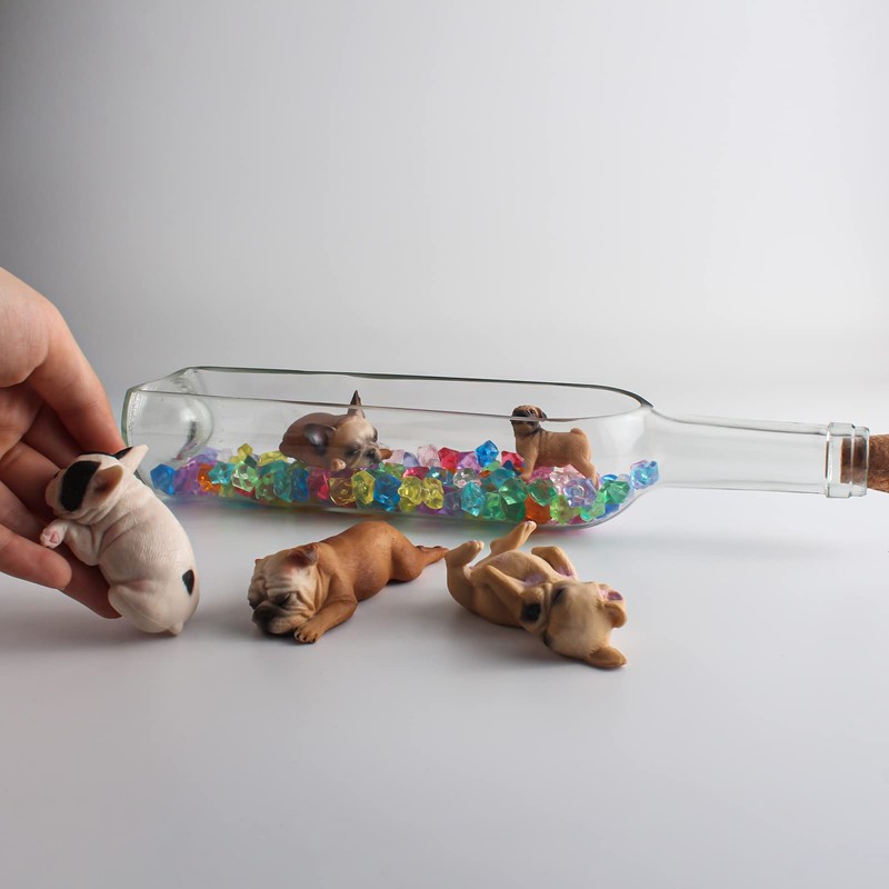 BRETOYIN Mini Bulldogs Figurines 5PCS Puppy Party Decorations for Girls