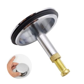 Bathtub Plug 43 mm Bathtub Universal Bath Plug Rustproof High Seal Drain Plug Made of Brass for Standard Bathtub Drain Height Adjustable 50 ~ 55 mm Silver