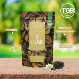 TGB SUPERFOODS | Té de Jazmín |100% Puro, Premium | Infusión Natural Relajante |Vegano, Gluten Free,Sin Azúcares | Aroma floral | Propiedades Antivirales | Ayuda al Estado de Ánimo | Contenido 250g