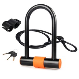 Bike U Lock with Cable Heavy Duty Bike Lock Bicycle U Lock, 14mm Shackle and 3.77ft Length Cable with Mounting Bracket for Bike Motorcycle and More