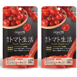 毎日トマト生活 トマトサプリ お徳用 200粒 リコピン サプリメント 緑黄色野菜 酵素 野菜 酵素サプリ 夜トマト サプリメント (200粒 (x 2))