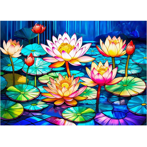 Bestdon 1000 Pieces Jigsaw Puzzle for Adults, Stained Glass Waterlily