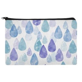 Watercolor Raindrops Pattern Pencil Pen Organizer Zipper Pouch Case