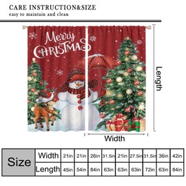 Christmas Snowman Curtains, Winter Vintage Snowman Deer Xmas Tree Snowflake Print Window Treatments for Kids Bedroom Holiday Decor, 42" W X 45" L, Decor