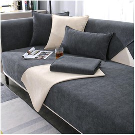 NUODWELL Soft Chenille Sofa Cover for 1/2/3/4 Seater, Sofa Cover Corner Sofa L Shape, Non-Slip Sofa Cover, Washable Furniture Protector for Living Room (Dark Grey, 90 x 180 cm)