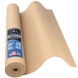 Bryco Goods 24 Inch x 175 Feet, Brown Butcher Paper Roll, Unbleached, Uncoated, Unwaxed, Food-Grade, Wide Kraft Paper for BBQ, Smoking, Grilling, Wrapping Meat, Table Covering - USA Made