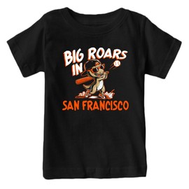 Big Roars in San Francisco Kid's Dinosaur T-Shirt for Baseball Fans (Black T-Shirt, YL)