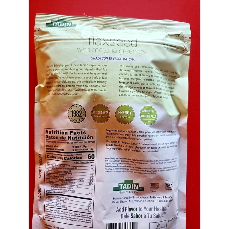 TADIN FLAXSEED WITH MATCHA GREEN TEA (LINAZA CON TE VERDE)