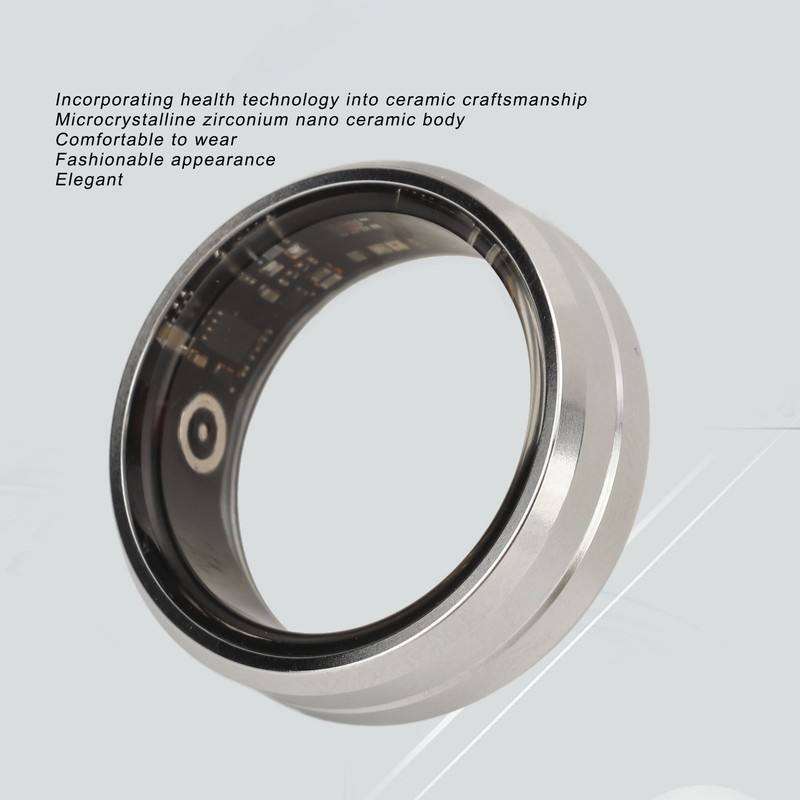Smart Ring Silver IP68 Waterproof Pedometer Sleep Fitness Monitoring Remote