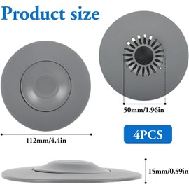 4 tapones de desagüe universales de silicona, para fregadero de cocina, ducha, desagüe de suelo, antiobstrucción, olor