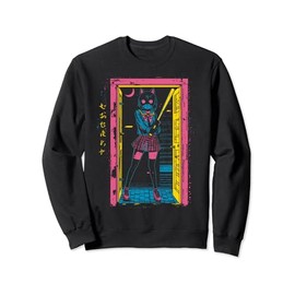 Creepy Girl Cat Grunge Slasher Pastel Goth Anime Horror Sweatshirt