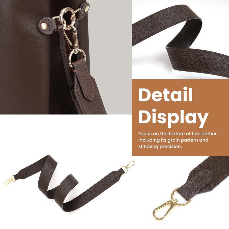 XYJG Vachetta Leather Strap for LV-Neverfull-bag,Double Sided Usable Cowhide Crossbody