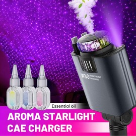 5 in 1 Starlight/Aroma Retractable Car Charger- Fast Charging Adapter with Lightning Cable, Dual Charge Ports, Aroma Feature,3*bottles Perfume Free:_Aroma/Bluelight Car Charger(ios+type-c)