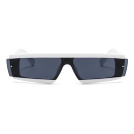 Long Keeper Sunglasses - Futuristic Cyberpunk Style Glasses Rectangular Lens UV Protection Rectangular Sunglasses Women Men, White