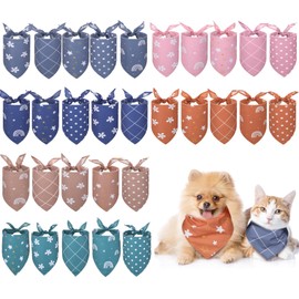 Silkfly 30 Pack Dog Bandanas Bulk Buffalo Plaid Dog Bandana Summer Spring Cat Puppy Bibs Washable Scarf Triangle Adjustable Daily Handkerchief Pet Costume Outfit for Small Medium Girl and Boy
