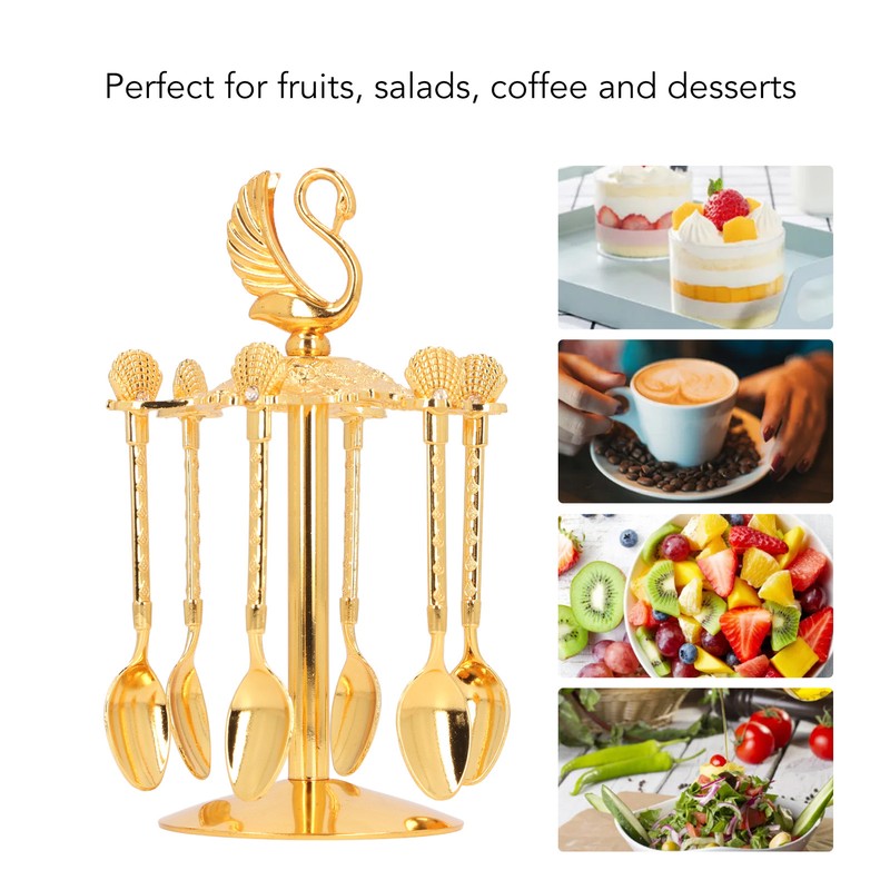 Swan Coffee Spoons Set Mirror Polished Strong Construction Swan Base
