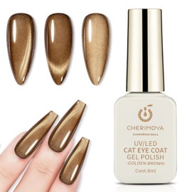 CHERIMOYA Esmalte de Uñas de Gel Ojos de Dorado Marrón Elegante 8ml