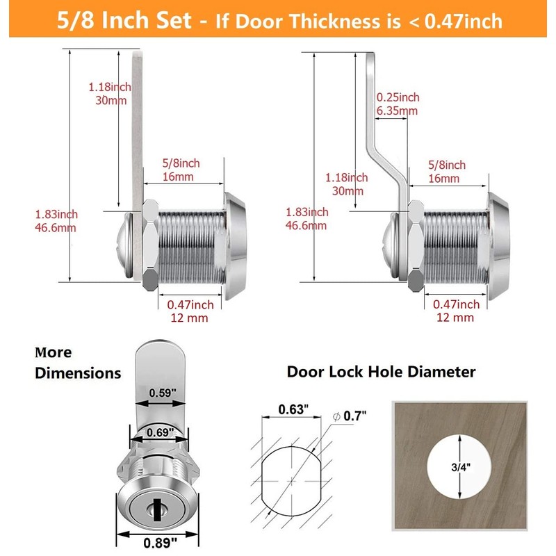 5/8 Cam Locks - 5/8 Diameter Cam Lock Keyed Alike