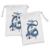 Ambesonne Fantasy Fabric Pouch Set of 2, Dragon Mythical Creature