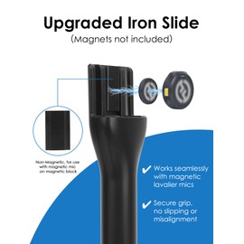 YOUSHARES Handheld Interview Microphone Holder for Hollyland Lark M2 - Iron Magnetic Slide Rail fits Hollyland Lark M1/A1/MAX/C1/150（Not for M2S) & Rode DJI Lavalier Wireless Mics