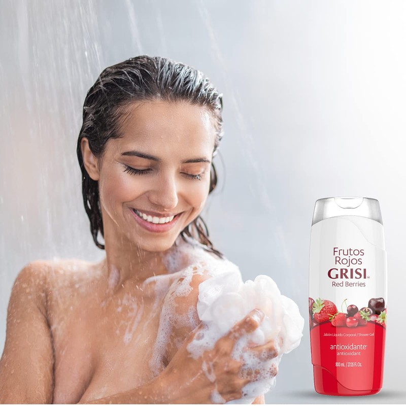 GRISI |Shower Gel, Jabón Líquido Corporal Frutos Rojos, 800 ml