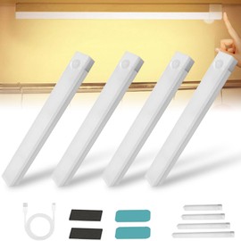  Generic 4/8Pack Punch-Free Smart Sensor Magnetic Rechargeable Led Lights, Motion Sensor Light Indoor (4PCS Warm White, 10cm/3.9in)