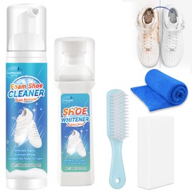 White Shoe Cleaner, 6.76 Oz Shoe Cleaning Kit with Brush and Towel, Sneaker Cleaner Works on Leather, Knit, Canvas, PU (Shoe Cleaning Kit)