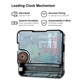 MCDFL Clock Movements 11mm/0.43in Thread Length (Thick Shaft, 3 Set, 227S) Push on Silent Sweep Motor Battery Powered Mechanism Grandfather Parts Time Cuckoo Machine Hardware Kits for Do It Yourself