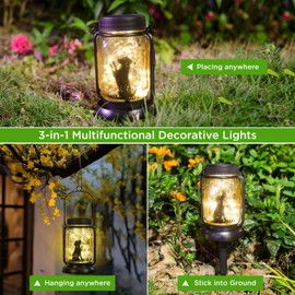 Dog jar Solar Light, Fairy Lantern Garden Lights, jar Bottle Light, Solar Lanterns Outdoor Garden Decor, mom Gift, Grandma Gift, Gifts for Mother