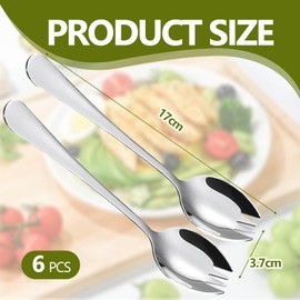 Ancuioyz Salad Servers Stainless Steel 304 Spoons Salad Cutlery Salad Servers Steak Fork Serving Spoon Stainless Steel Salad Servers Large Salad Servers Set Salad Fork Tablespoon Ramen Spoon Set of 6