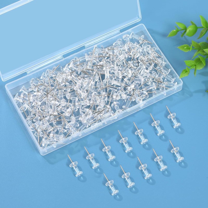 Push Pins 100 pcs Thumb Tacks Clear Push Pins Map,