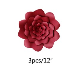 Daily Mall Paper Flower Decorations DIY Handcrafted Flowers Party Wedding Flower Giant Paper Flower Wall Backdrop Flower for Nursery Birthday Bay Shower (Burgundy, 3pcs-12'')
