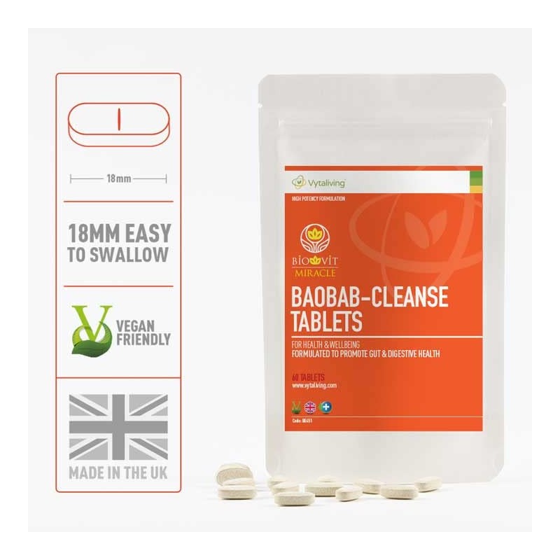 VYTALIVING Baobab Cleanse Tablets - Improves Digestive System, Immune Booster,
