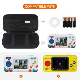 Supmay Hard Travel Case for My Arcade Atari Pocket Player Pro, Portable Video Game System Handheld Game Protection Case with Mesh Pocket for Batteries and USB-C Cable, Black