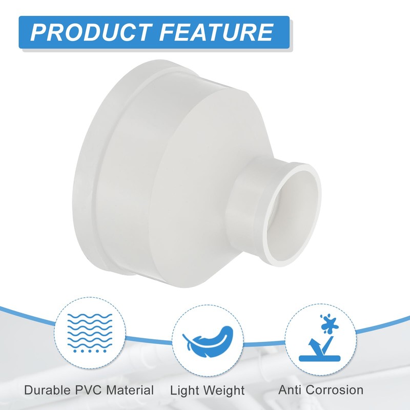 PATIKIL 4" to 2" Duct Reducer, PVC Pipe Increaser Adapter