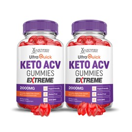 (2 Pack) Ultra Quick Keto ACV Gummies Extreme 2000MG Ultraquick Keto Gummies Apple Cider Vinegar Formulated with Pomegranate Beet Juice Powder B12 Vegan Non GMO 120 Gummys