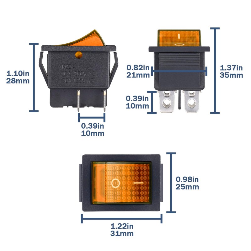 VEXUNGA Toggle Switch Rocker Switch 16A 250VAC 20A 125VAC 4-Pin