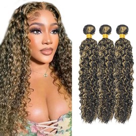Highlight Bundle P1B27 Loose Deep Wave Human Hair Bundles Peruvian Honey Blonde Deep Wave Bundles Human Hair Weave 12 14 16 Inch Highlight Blonde Bundle