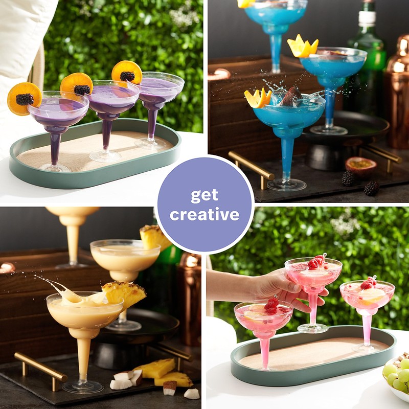 MATANA - 10 Multi-Use Plastic Margarita Cocktail Glasses, Clear Daiquiri