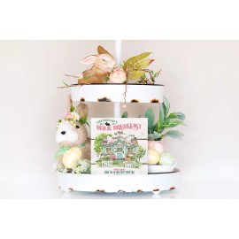 Handmade Cottontail Bed and Breakfast Easter Spring Handmade Wood Mini Small Sign