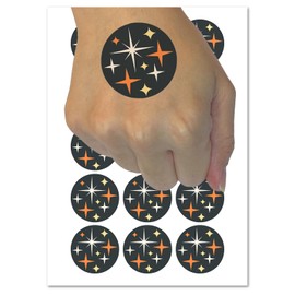 Retro Vintage Four Pointed Stars Temporary Tattoo Water Resistant Fake Body Art Set Collection - 54 1" Tattoos (1 Sheet)