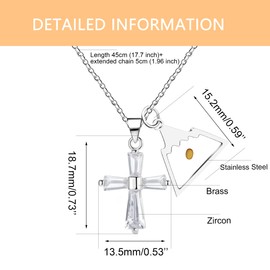 Mayfaith European and American Fashion Sparkling Zircon Cross Necklace, Men's and Women's Triangle Mountain Mustard Seed Faith Necklace, A Gift for Oneself, Family, and Close Friends（Triangl Mountain）