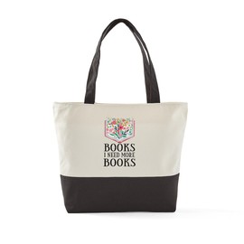 CafePress Books I Need More Books Reading Canvas Tote Top Zipper Closure